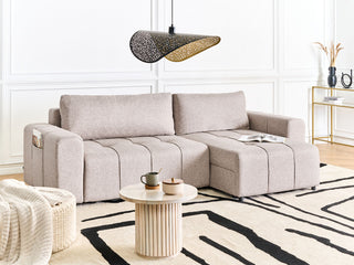3 Corner Seater Sofa Bed | Fabric | Light Brown | Storage & Thick Padding | Modern Style - Sofa In Store