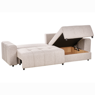 3 Corner Seater Sofa Bed | Fabric | Light Brown | Storage & Thick Padding | Modern Style - Sofa In Store