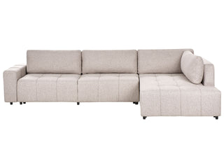 4 Corner Seater Sofa Bed Left Handed | Light Brown Fabric | With Storage | Thickly Padded Modern Style - Sofa In Store