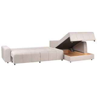 4 Corner Seater Sofa Bed Left Handed | Light Brown Fabric | With Storage | Thickly Padded Modern Style - Sofa In Store