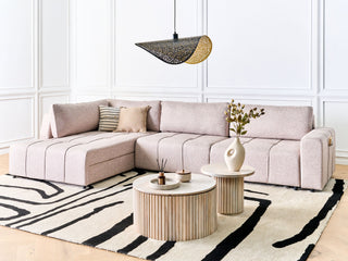 4 Corner Seater Sofa Bed | Fabric Upholstery | Light Brown | Storage & Thickly Padded | Modern Style - Sofa In Store