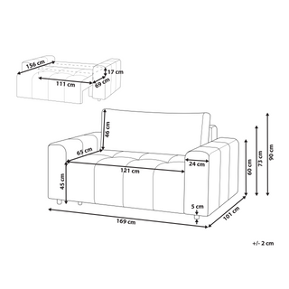 2 Seater Sofa Bed | Fabric Upholstery | Light Brown | Storage Compartment | Modern Style - Sofa In Store