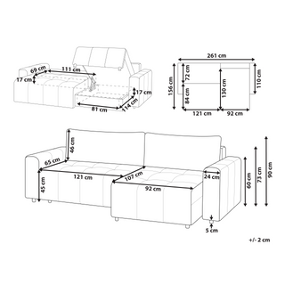 3 Corner Seater Sofa Bed | Fabric | Light Brown | Storage & Thick Padding | Modern Style - Sofa In Store