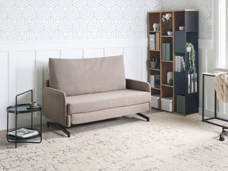 Sofa Bed Taupe Fabric Polyester Upholstery 2 Seater Pull Out Sleeping Function Modern Living Room Beliani - Sofa In Store