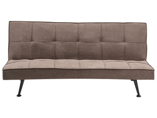 Fabric Sofa Bed Brown 3-Seater Quilted Upholstery Click-Clack Guest Bed Armless Beliani - 579233 - Sofa In Store