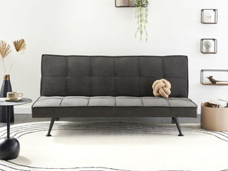 Fabric Sofa Bed Dark Grey 3-Seater Quilted Upholstery Click-Clack Guest Bed Armless Beliani