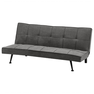Fabric Sofa Bed Dark Grey 3-Seater Quilted Upholstery Click-Clack Guest Bed Armless Beliani