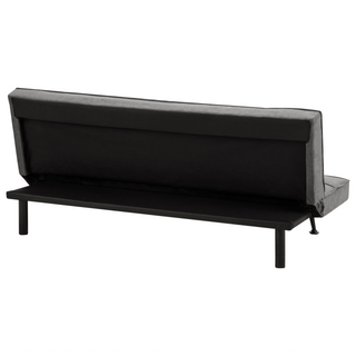 Fabric Sofa Bed Dark Grey 3-Seater Quilted Upholstery Click-Clack Guest Bed Armless Beliani