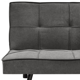 Fabric Sofa Bed Dark Grey 3-Seater Quilted Upholstery Click-Clack Guest Bed Armless Beliani