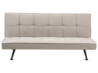 Fabric Sofa Bed Beige 3-Seater Quilted Upholstery Click-Clack Guest Bed Armless Beliani - 579440 - Sofa In Store