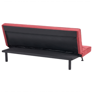 Fabric Sofa Bed Red 3-Seater Quilted Upholstery Click-Clack Guest Bed Armless Beliani - Sofa In Store