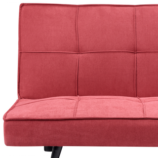 Fabric Sofa Bed Red 3-Seater Quilted Upholstery Click-Clack Guest Bed Armless Beliani - Sofa In Store