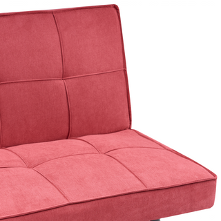 Fabric Sofa Bed Red 3-Seater Quilted Upholstery Click-Clack Guest Bed Armless Beliani - Sofa In Store