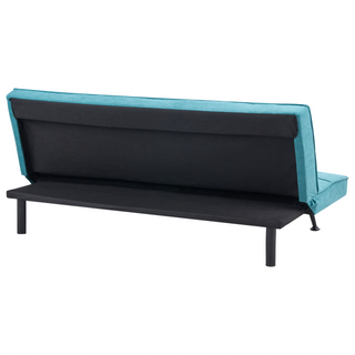 Fabric Sofa Bed Sea Blue 3-Seater Quilted Upholstery Click-Clack Guest Bed Armless Beliani - 579479 - Sofa In Store