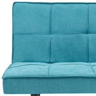 Fabric Sofa Bed Sea Blue 3-Seater Quilted Upholstery Click-Clack Guest Bed Armless Beliani - 579479 - Sofa In Store