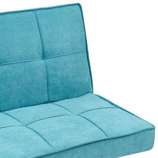 Fabric Sofa Bed Sea Blue 3-Seater Quilted Upholstery Click-Clack Guest Bed Armless Beliani - 579479 - Sofa In Store