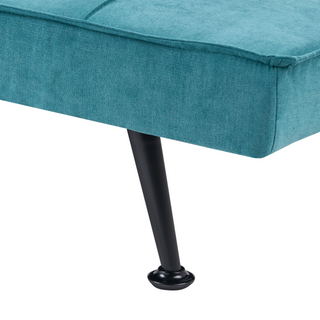 Fabric Sofa Bed Sea Blue 3-Seater Quilted Upholstery Click-Clack Guest Bed Armless Beliani - 579479 - Sofa In Store