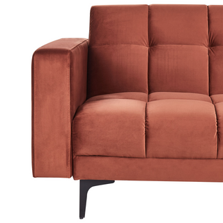Right Hand Corner Sofa with Ottoman Red Velvet Fabric Upholstery Reclining Backrest 3 Positions Click-Clack Beliani - 580335 - Sofa In Store