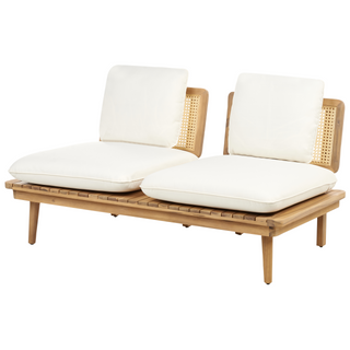 5 Piece Garden Set | Light Wood | Light Beige | Boho Design | Outdoor Sofa Armchair Conversation Set - Sofa In Store