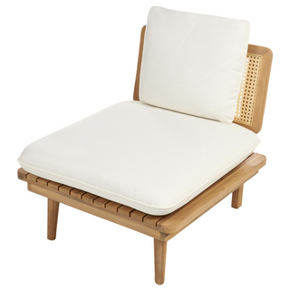 5 Piece Garden Set | Light Wood | Light Beige | Boho Design | Outdoor Sofa Armchair Conversation Set - Sofa In Store