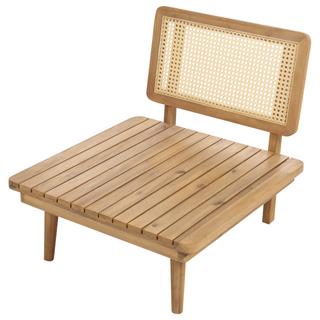 5 Piece Garden Set | Light Wood | Light Beige | Boho Design | Outdoor Sofa Armchair Conversation Set - Sofa In Store