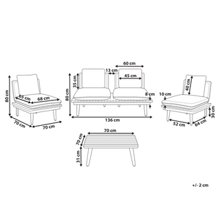 5 Piece Garden Set | Light Wood | Light Beige | Boho Design | Outdoor Sofa Armchair Conversation Set - Sofa In Store