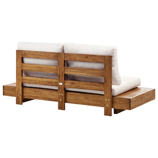 Garden Sofa Set  Light Wood Certified Acacia Outdoor 5 Seater 2 Sofas with Coffee Table Cushions Modern Design Beliani - 582028 - Sofa In Store