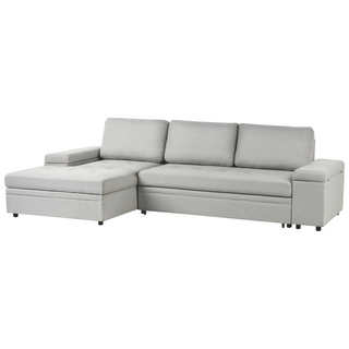 Corner Sofa Bed Light Grey Fabric Upholstered Right Hand Orientation with Storage Bed Beliani - Sofa In Store