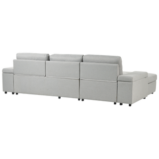 Corner Sofa Bed Light Grey Fabric Upholstered Right Hand Orientation with Storage Bed Beliani - Sofa In Store