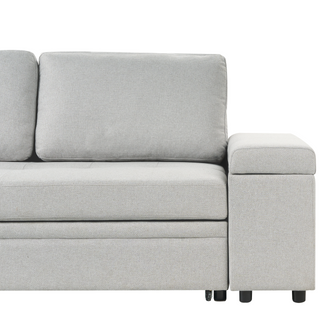 Corner Sofa Bed Light Grey Fabric Upholstered Right Hand Orientation with Storage Bed Beliani - Sofa In Store