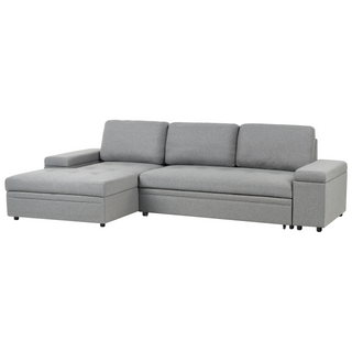 Corner Sofa Bed Grey Fabric Upholstered Right Hand Orientation with Storage Bed Beliani - 584408 - Sofa In Store