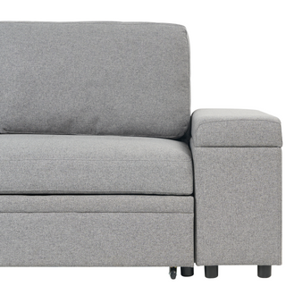 Corner Sofa Bed Grey Fabric Upholstered Right Hand Orientation with Storage Bed Beliani - 584408 - Sofa In Store