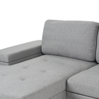 Corner Sofa Bed Grey Fabric Upholstered Right Hand Orientation with Storage Bed Beliani - 584408 - Sofa In Store