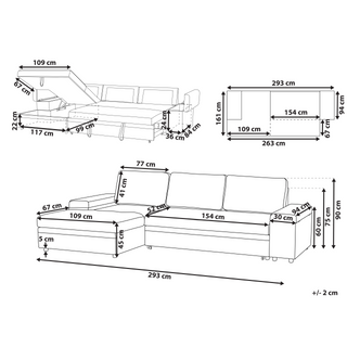 Corner Sofa Bed White Boucle Upholstered Right Hand Orientation with Storage Bed Beliani - Sofa In Store
