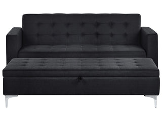 Sofa Bed Graphite Grey Tufted Fabric Upholstery with Storage Ottoman Modern Living Room Modular 3 Seater Silver Legs Track Arm Beliani - Sofa In Store