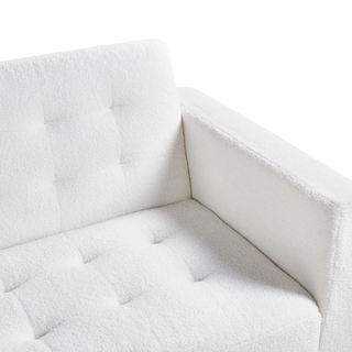 Corner Sofa Bed White Tufted Fabric Boucle Gold Legs Modern L-Shaped Modular 4 Seater Right Hand Chaise Longue Beliani