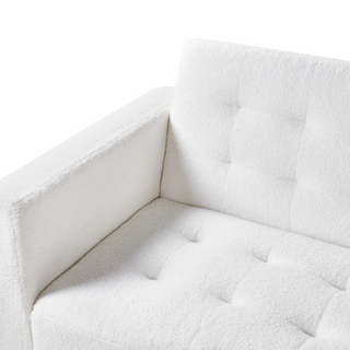 Corner Sofa Bed White Tufted Fabric Boucle Gold Legs Modern L-Shaped Modular 4 Seater Left Hand Chaise Longue Beliani