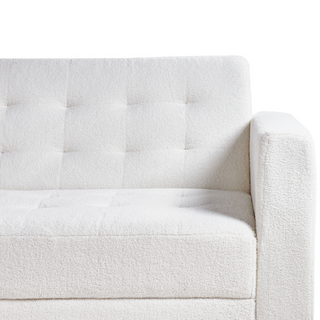 Corner Sofa Bed White Tufted Boucle Fabric Gold Legs Modern L-Shaped Modular 4 Seater with Ottoman Right Hand Chaise Longue Beliani - Sofa In Store