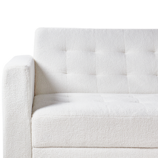 Corner Sofa Bed White Tufted Boucle Fabric Gold Legs Modern L-Shaped Modular 4 Seater with Ottoman Left Hand Chaise Longue Beliani - Sofa In Store