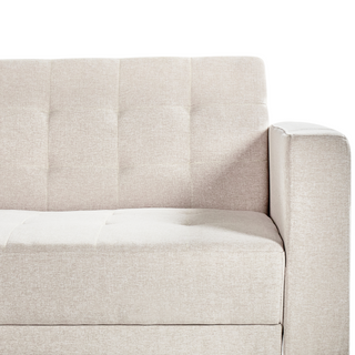 Corner Sofa Bed Beige Tufted Fabric Gold Legs Modern L-Shaped Modular 4 Seater Right Hand Chaise Longue Beliani