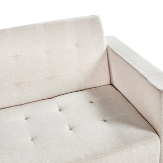 Corner Sofa Bed Beige Tufted Fabric Gold Legs Modern L-Shaped Modular 4 Seater Right Hand Chaise Longue Beliani