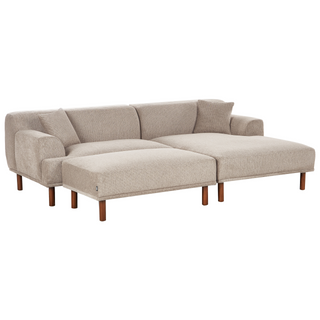 Left Hand Fabric Corner Sofa with Ottoman Taupe Water-Repellent Upholstery 4-Seater Minimalistic Style Beliani - Sofa In Store