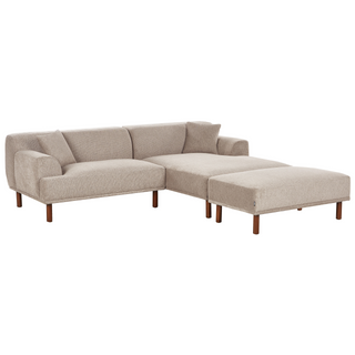 Left Hand Fabric Corner Sofa with Ottoman Taupe Water-Repellent Upholstery 4-Seater Minimalistic Style Beliani - Sofa In Store