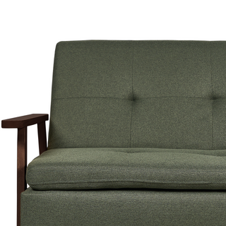Sofa Bed Green Fabric wirh Dark Wood Armrests Upholstered 3 Seater Click Clack Bed Wooden Frame Beliani - Sofa In Store
