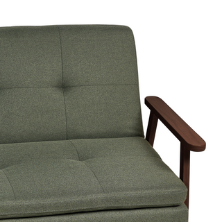 Sofa Bed Green Fabric wirh Dark Wood Armrests Upholstered 3 Seater Click Clack Bed Wooden Frame Beliani - Sofa In Store