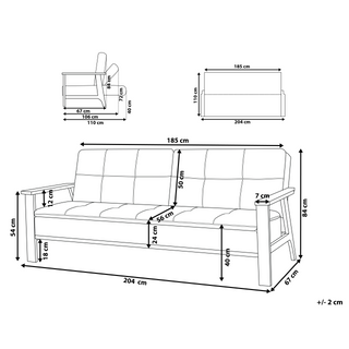 Sofa Bed Green Fabric wirh Dark Wood Armrests Upholstered 3 Seater Click Clack Bed Wooden Frame Beliani - Sofa In Store