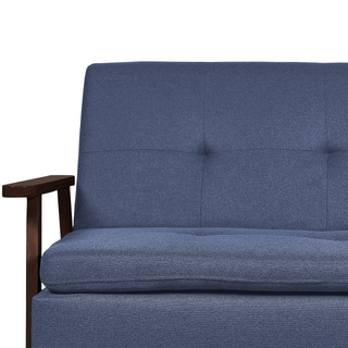 Sofa Bed Blue Fabric wirh Dark Wood Armrests Upholstered 3 Seater Click Clack Bed Wooden Frame Beliani - Sofa In Store