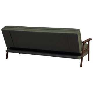 Sofa Bed Green Fabric wirh Dark Wood Armrests Upholstered 3 Seater Click Clack Bed Wooden Frame Beliani - Sofa In Store