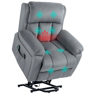 Eight Massage Point Electric Reclining Lift Chair, with Remote - Grey - Sofa In Store