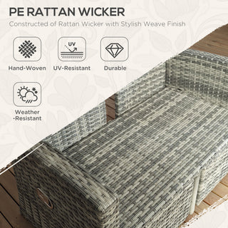 Outsunny 4 Piece Rattan Garden Furniture Set Outdoor Sofa Sectional Set with Glass Top Table for Poolside, Light Grey - Sofa In Store